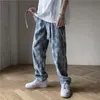 Erkek Kot Marka Tasarımcısı Pantolon Baskılı Baggy Hip Hop Denim Pantolon Losse Fit Damalı Noktalar Moda Tasarım