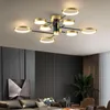 Plafonniers Gradation Loft LED Lumière Pour Salon Chambre Noir Or Cadre Lustre Avize Moderne Lampe Maison