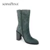 SOPHITINA bottes de conception spéciale de haute qualité enfant en daim confortable bout pointu chaussures à talons carrés bottes solides pour femmes SC211 210513