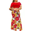 África Escritório Lady Dress Kaftan Floral Imprimir Vestidos Africanos para Mulheres Ombro Maxi Vestidos Femininos Roupas Africanas 5xL 210408