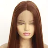 Perruque Lacefront synthétique marron, cheveux humains simulés, 12 à 26 pouces, perruques soyeuses et droites, 19212-6