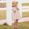 2020 filles imprimé robe de fleur mignon été nouveau manches bouffantes vêtements coréen floral fille tenue décontractée enfant robe de fête d'anniversaire Q0716