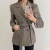 Costumes pour femmes Blazers femme longue veste décontractée manteau 2021 automne hiver avec poches de ceinture créateur de mode vêtements de Style coréen