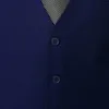 Bleu marine costume gilet hommes Slim Fit 2 pièces sans manches hommes gilets vraie poche formelle affaires robe de mariée gilets avec cravate 210522