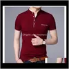 Tees s Mens Apparel Drop Leverans 2021 Sommar Mode Varumärke Kläder Tshirt Svart Solid Färg Slim Fit Short Sleeve T Shirt Män Mandarin Co