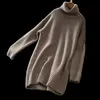 Cashmere Sweater Mulheres Turtleneck malha lã pulôver longo solto espesso quente moda casual mulheres 210914