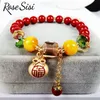 Bracelets porte-bonheur Rose Sisi 2022 ans tigre rouge Style chinois perles du zodiaque Bracelet élastique pour femmes bijoux