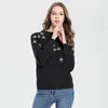 Autumn Winter Black Sweaters Pullovers Knitted Women Christmas Runway Bee Diamond Jumper Ladies Clothes Women's