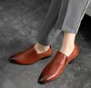 Chaussures en cuir de luxe à bout pointu à lacets affaires vêtements de cérémonie tissu Oxford couleur unie concepteur de bureau de mariage chaussures plates pour hommes