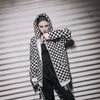 Men's Hoodies & Sweatshirts 2021 Kpop Black White Checkerboard Plaid Women Zipper Hoodie Sweatshirt Harajuku Streetwear Men Oversize Fleece