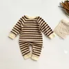 Spring Autumn Baby Rompers Long Sleeve Toddler Striped Plain Jumpsuits One Piece Bodysuits Clothes M3730