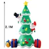 Juldekorationer Santa Claus LED Lysande Julgran Uppblåsbara Hem Trädgård Snögubbe Modell Xmas Ornaments W-01149