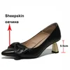 Meotina Genuine Leather High Heels Women Shoes Bow Pointed Toe Pumps Sheepskin Strange Style Heel Female Footwear Beige Size 40 210608