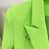 HIGH STREET Date 2021 Designer Veste Femmes Classique Lion Boutons Double Boutonnage Slim Fit Blazer Néon Vert X0721