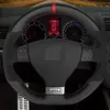 カーステアリングホイールカバーハンドステッチブラック純正レザースエードフォルクスワーゲンゴルフ5 MK5 GTI VWゴルフ5 R32 Passat R GT 2005