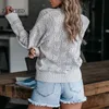 Swetry kobiet 2021 Szare kobiety solidne v szyja i pulovers Knitte Jesień Zima odzież pullover jumper ściągnięcie femme hiver truien dames