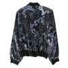 Suyadream Kvinnor Jacka 100% Real Silk Zipper Up Jacquard Jackor Fall Winter Pattern Outwear Black 210914