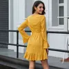 Gelbes elegantes Mode-Damenkleid 210524