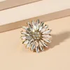 Cluster Rings Luxury Crystal Sunflower For Women Wedding Jewelry Fashion Gold Color Flower Adjustable Finger Ring Valentine's Day Gift