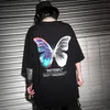 Hip Hop Oversize T Shirt Män Streetwear Harajuku Färg Butterfly Tshirt Kortärmad bomull Lös Hiphop T-tröja Plus Storlek 220304