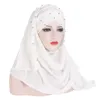 Muslim One Piece Beadeds Wrap Hijab Scarf Eid Islamic Woman Head Cover Prayer Turban Shawls Headwear