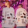 Gonthwid Graffiti Stickade Pullover Jumper Sweaters Streetwear Hip Hop Casual Långärmad Turtleneck Knitwear Tröja Män Toppar 210918