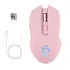 Pembe Sessiz LED Optik Oyun Fareler 1600 DPI 2.4G USB Kablosuz Fare PC Laptop 667C