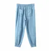 Pantaloni cargo solidi da donna con cintura Baggy Pantaloni larghi larghi Pantaloni lunghi a pieghe con coulisse Pantaloni da lavoro femminili Pantalon Mujer 210515