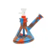 Bang en verre de silicone avec bouilloire triangulaire inclinée avec verre moyen et bol en verre de 14 mm Pipe à eau pour fumer