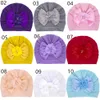 Baby hattar kepsar stor båge turban hår bowknot rhinestone huvud wraps för nyfödda spädbarn barn indiska blomster öron täcker toddler bow beanie solid färg kbh74