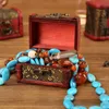 Vintage sieraden doos organizer opslag case mini hout wereld kaart patroon metalen container handgemaakte houten kleine dozen W0203