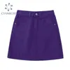 Purple Crop Denim Skirts Women A Line Streetwear Retro Mini Sexy Y2K Skirts Female High Waist Pocket E-Girl Summer Clothes 210417