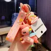 Cute Silicone big Unicorn Keychain MultiColors Horse Key Rings Holder Alloy Keys Chain For Women Girls Gift Stationery store accessories 0296