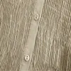 Za Patchwork gerafftes abgeschnittenes Hemd Frauen lange Puffärmel Rüschen gesmoktes elastisches Top weibliche schicke Button-up-Vintage-Bluse 210602