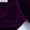 Zevity Damenmode V-Ausschnitt geknotete kurze Samt-Kittelbluse Büro-Damen-Kimonohemd mit seitlichem Reißverschluss Chic Blusas Tops LS7419 210603