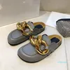Designers Shoes 2021 Baotou slippers sandals metal chain wear flat leisure Womens