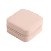 Portable Small Jewelry Box Girls Travel Jewellery Organizer PU Leather Mini Case Rings Earrings Necklace Display Storage Cases