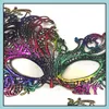 Festliga leveranser hem trädgårdhalloween sexig maskerad förgyllning spetsar masker venetian halv ansikte nattklubb ögonmask för cosplay party jul