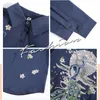 女性ファッションデザインシャツ秋の孔雀の花刺繍ラペルカラースリーブロングストレートコットンシャツトップ210416