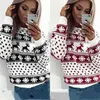 Herfst Winter Dames Kerst Sneeuwvlok Fawn Print Ronde hals Pullover Lange Mouw Sweatshirt Vrouwen Hoodies Streetwear 210517