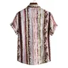 Stilfull randig hawaiisk skjorta för män funky casual knapp ner kort ärmskjorta tropiska aloha strandkläder M-3xl 210522