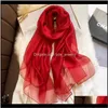 Kapelusze, Rękawiczki Moda Aessories Prawdziwy Jedwab Szalik Wełewnej Kobiety Projektant Marka Full Hidżab Szaliki Lady Black White Red Bandana Neck Shawls WRA