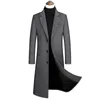 Trench-Coat Long en laine pour hommes, marque d'hiver, manteau en cachemire, coupe cintrée, coupe-vent, manteau pour hommes 4XL 210522
