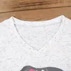 Plus Size Camiseta Mulheres V Neck Manga Curta Verão Floral Mama Bear Camiseta Casual Feminino Tee Ladies Tops Moda T Camiseta 3xL 210518