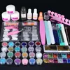Nail Art Kits Acrylic Kit, Glue Powder Liquid Glitter Brush With Clipper File French Tips Professional Tools Kit
