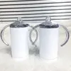 2 tampas de chupeta retas tumbler 12oz sublimação copo de Sippy em branco aço inoxidável caneca de leite de café duplo isolamento de parede garrafa de bebê presente para garoto