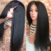 180 Densitet Yaki Syntetisk Lace Front Wig för svarta Kvinnor Lång Kinky Straight Parys Värmebeständigt Fiber Hår