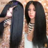 180 Density Yaki Synthetic Lace front Wig for Black Women Long Kinky Straight Wigs Heat Resistant Fiber Hair