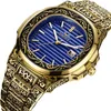 Moda homem quartzo relógio homens marca luxo retrô dourado relógios de aço inoxidável homens homens relógio feminino reloj hombre x0625