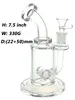 Glas Hookah Rig / Bubbler Bong för rökning 7,5 tums höjd och hammare eller gridded Perc med 14mm glasskål 330g vikt bu015